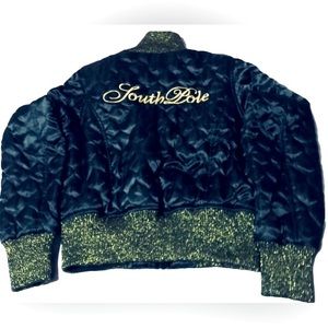 Rare Black & Gold Y2K Vintage South Pole Puffer Jacket Size Large